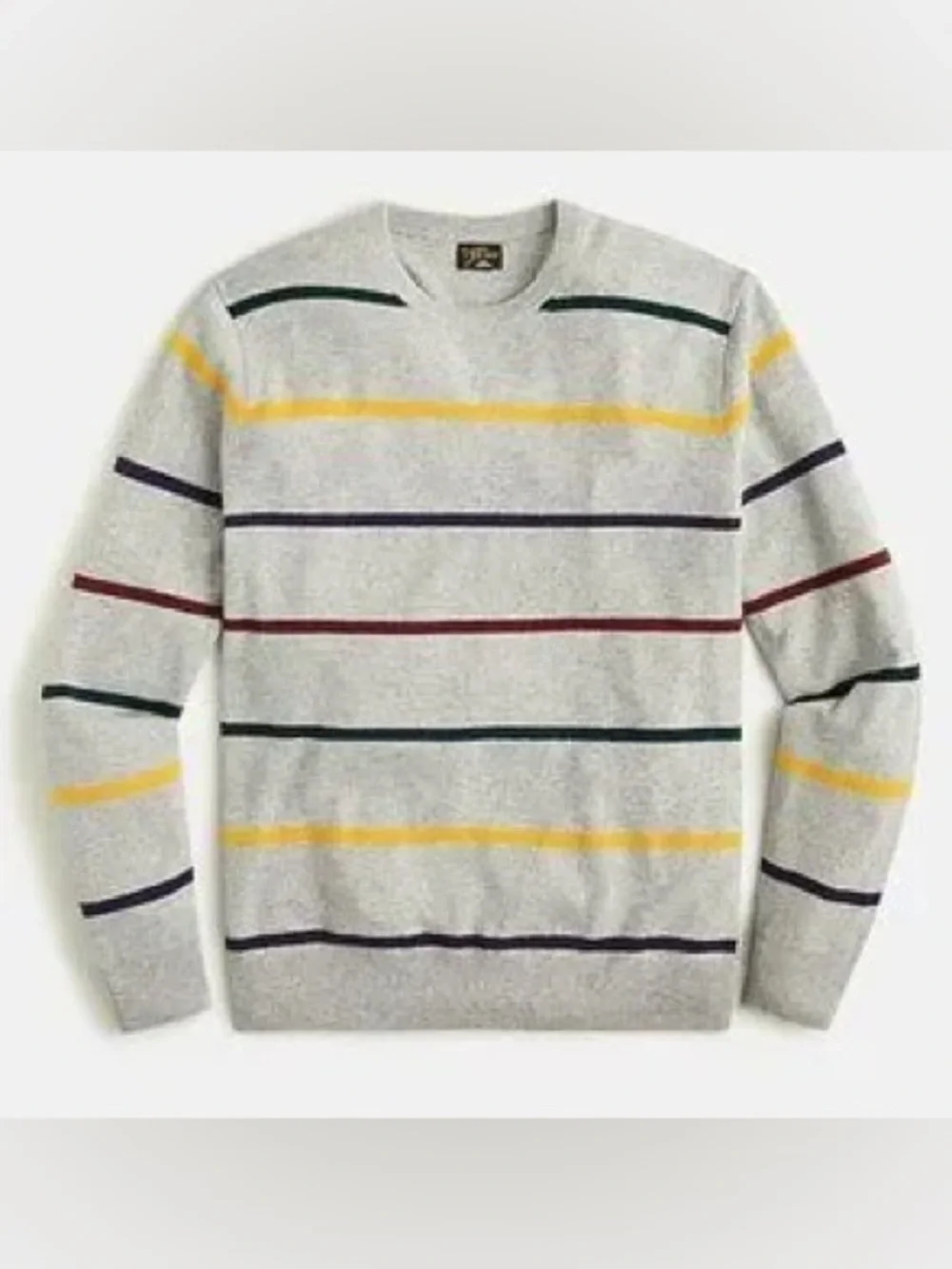 J. Crew Gray Cashmere Sweater with Multicolor Stripes